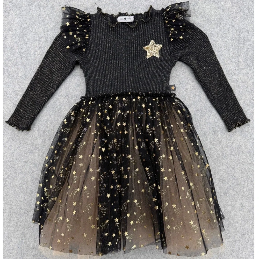 black and gold tutu dress Petite Hailey | Dresses | Petite Hailey Kids 4 Star Ribbed Tulle Shiny Party Ballet pattern_Ruffles